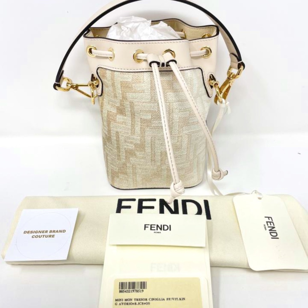 Fendi Mini Mon Tresor Tapestry Fabric Shoulder Bag